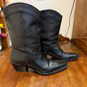 Zara Black Heeled Boots 100% leather! Size 7.5